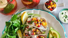 Grilled chicken tacos with mango salsa