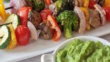 Grilled veggies with Creamy Cilantro and Mint Dip