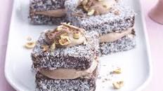 Hazelnut cream lamingtons