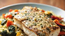 Herb-Crusted Greek Style Cod with Roasted Vegetables and Feta Orzo