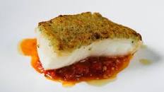 Herb Crusted Sea Bass with Roasted Tomato Sauce