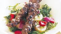 Herb and garlic beef skewers