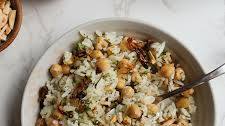 Herbed Rice & Chickpeas with Crispy Shallots