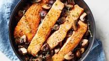 Herby Salmon with Garlic Butter Mushrooms