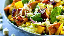 Honey Garlic Grilled Chicken Mango Salad with Cilantro Dressing