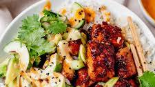 Honey Garlic Salmon Rice Bowls
