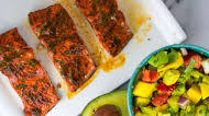 Honey Glazed Salmon with Avocado Mango Salsa