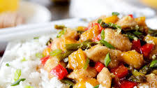 Honey Lemon Chicken Stir Fry with Asparagus and Mangos