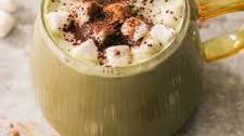 Hot Chocolate Matcha Latte with Almond Milk