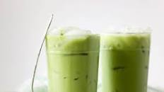 Iced Almond Matcha Latte with Coconut Butter