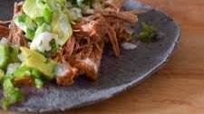 Instant Pot Beef Tacos with Avocado Salsa