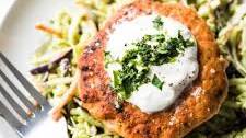 Jalapeño Salmon Patties with Avocado Broccoli Slaw