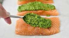 Keto Cilantro Pesto Salmon