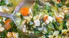 Leftover Turkey Spinach Noodle Soup