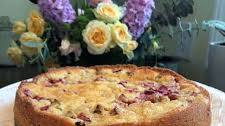 Lemon Custard Rhubarb Cake