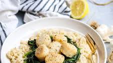 Lemon Garlic Scallops with Parmesan Risotto