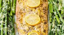 Lemon Pepper Salmon {with optional Garlic Parmesan Asparagus}
