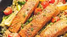 Lemon Salmon Orzo Skillet