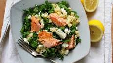 Lemony Pasta Salad with Spinach, Feta and Salmon