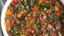 Lentil Stuffed Red Pepper Soup
