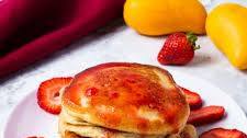 Mango Pancakes with Strawberry Sauce