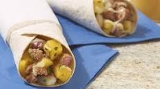 Mango, Sausage and Potato Breakfast Burritos