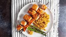 Maple Barbecue Salmon Skewers