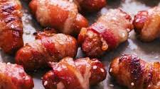 Maple Glazed Bacon Wrapped Little Smokies