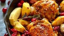 Maple-Glazed Roast Chicken with Apples and Cranberries