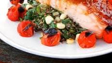 Maple Glazed Salmon with Corn Quinoa and Spinach