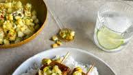 Maple and Lime Tofu Skewers with Corn and Pineapple Salsa