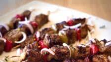 Marinated Greek Beef Souvlaki Skewers (Beef Kabobs) recipe