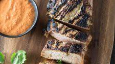 Marinated Pork Tenderloin with Romesco Sauce & Cilantro-Lime Gremolata