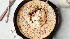 Marshmallow Stuffed Funfetti Skillet Cookie