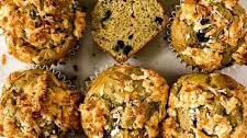 Matcha Blueberry Muffins with Toasted Coconut Streusel Topping