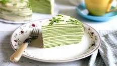 Matcha Mille Crepe Cake recipe (Green tea flavoured crepe cake) (with video)