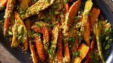 Matcha & Tahini Carrots With Garlicky Breadcrumbs