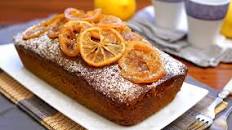 Matcha lemon drizzle cake with candied lemons