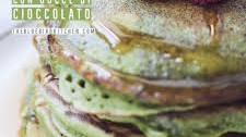 Matcha pancakes con gocce di cioccolato