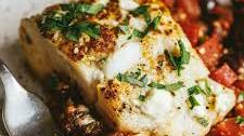 Mediterranean Cod with Tomatoes, Olives, and Feta