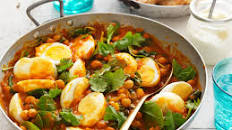 Mild Egg Korma with Chickpeas and Spinach