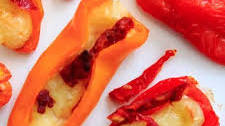 Mini Sweet Pepper Bites with Brie Cheese and Sundried Tomatoes