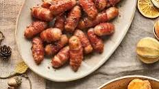 Mini maple & mustard pigs in blankets