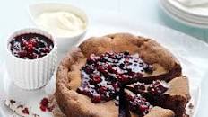 Mixed Berry and Chocolate Dessert Cake with Berry Compote