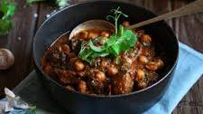 Moroccan Beef Stew with Chickpeas and Spinach
