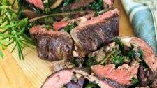 Mushroom, Spinach and Olive Stuffed Beef Tenderloin