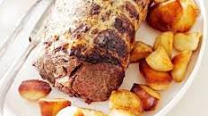Mustard-glazed roast beef with gravy