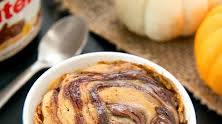 Nutella Swirled Pumpkin Mug Cake