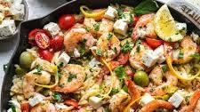One Pan Mediterranean Shrimp Orzo