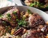 One Skillet Oven Baked Chicken Shawarma and Rice Pilaf